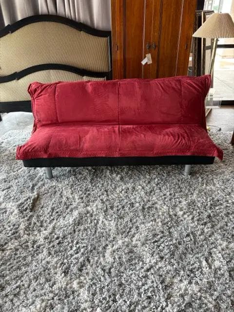 Lifestyle Solutions Red Upholstered Futon Sleeper Sofa