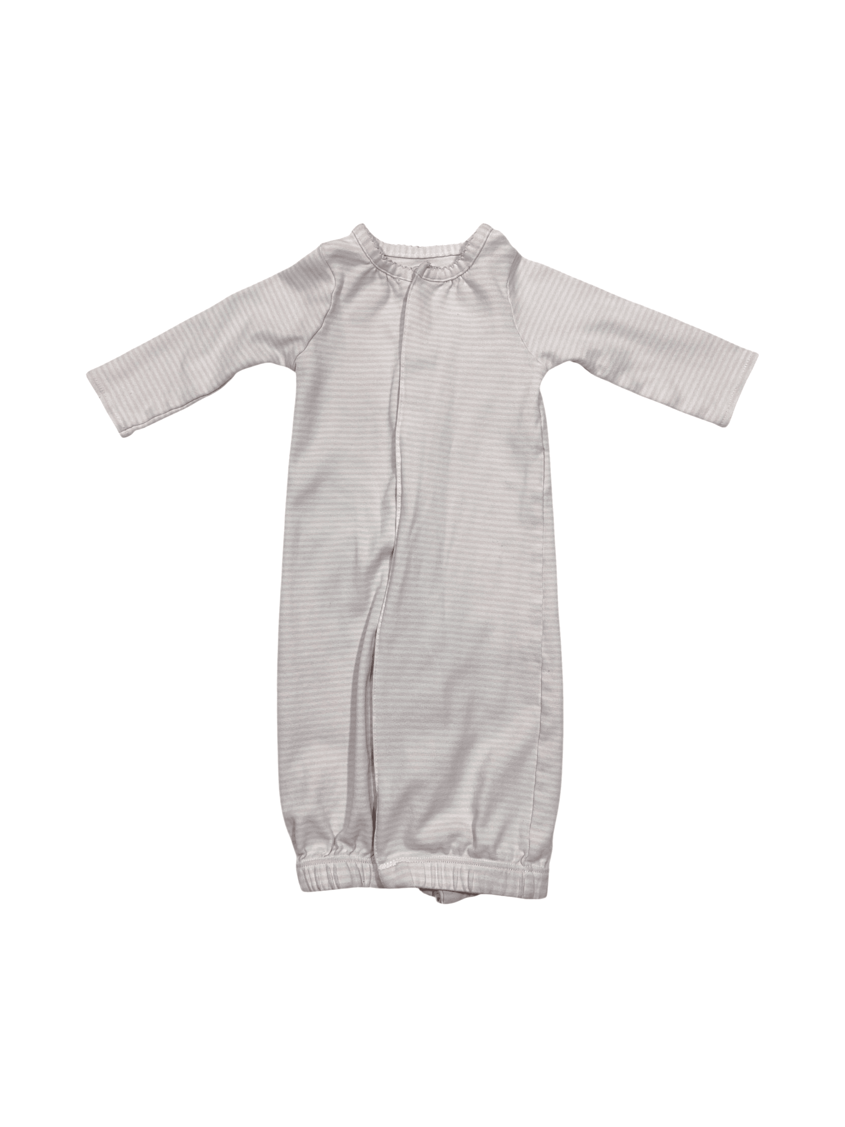 Mudpie girls size 0-3 months pink and white striped convertible romper/gown
