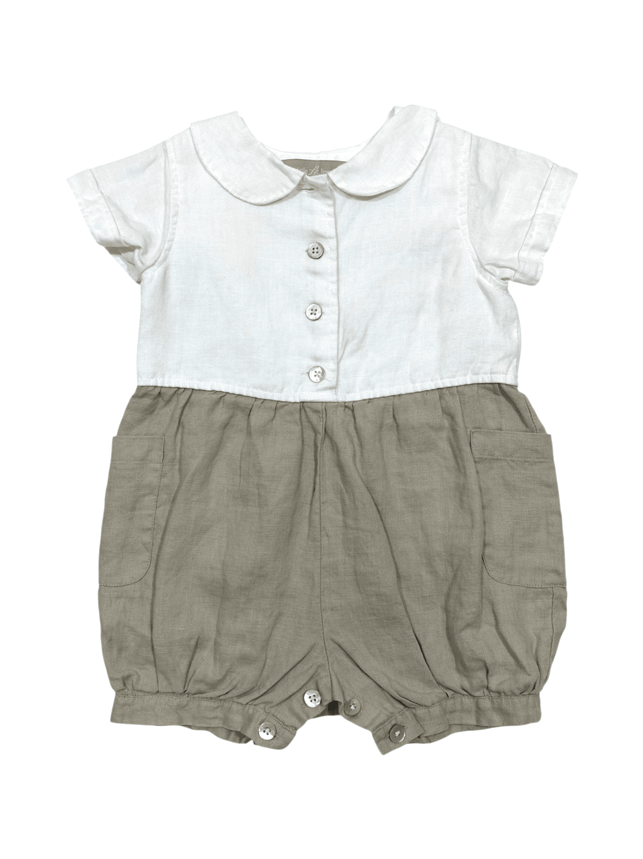 Little Linens boys size 9-12 months Romper with Button Details
