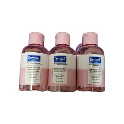 3 pk DERMASIL Labs Glycolic Acid Toning Solution 4 Fl oz Witch Hazel Rose Water