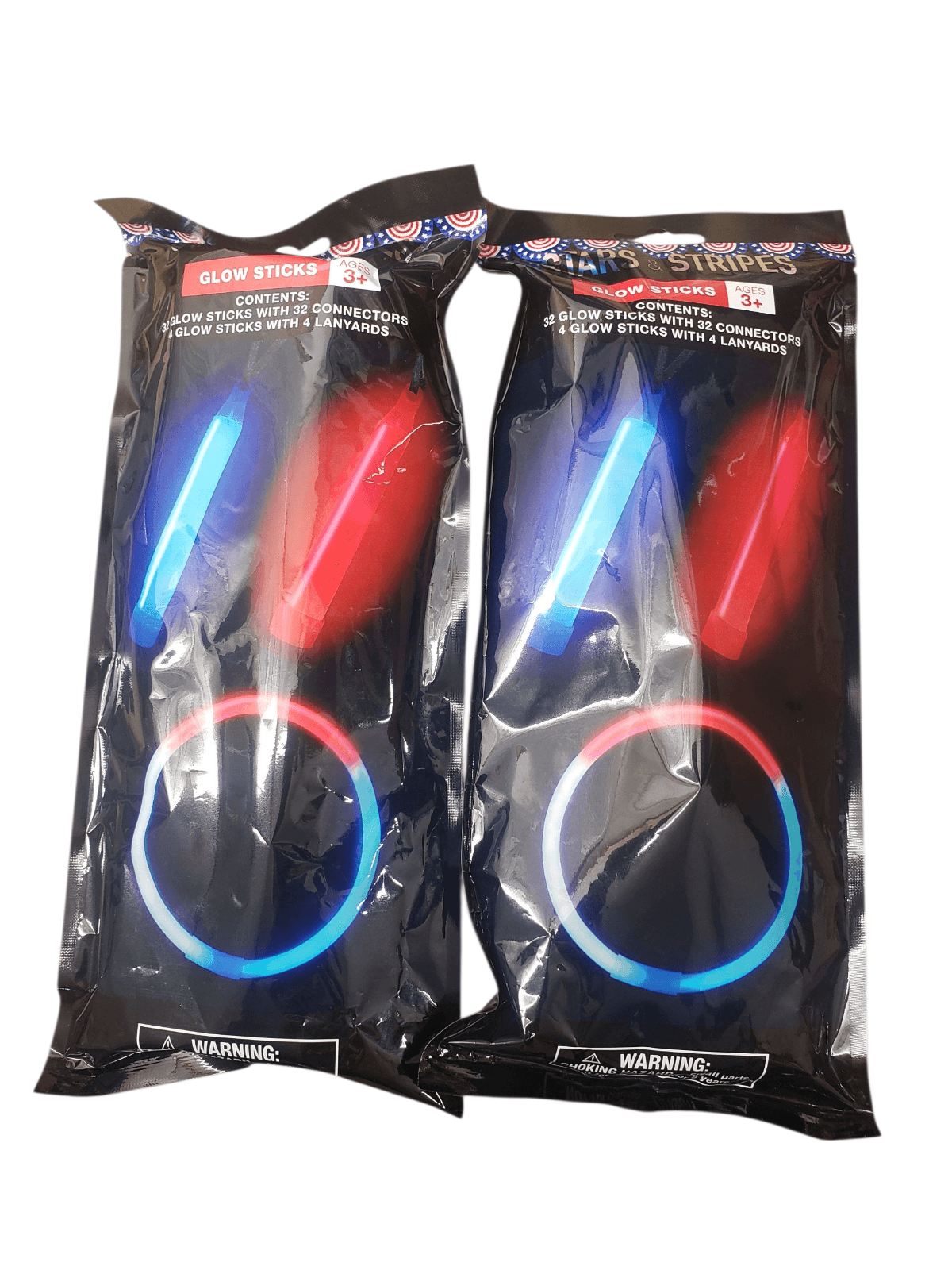 32 Glow Sticks With 32 Connectors, 4 Glow Sticks With 4 Lanyards. Total of 64