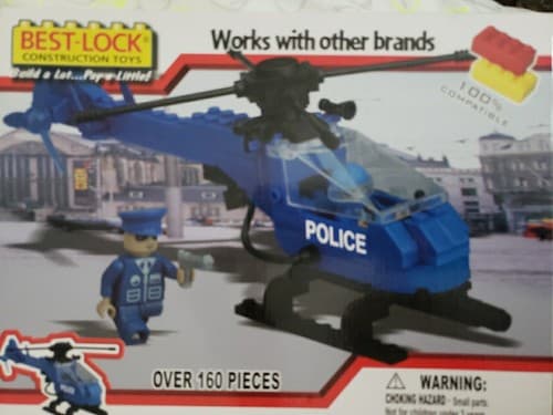 Best-Lock Construction Toys Police Helicopter 160 Pieces Gear, Mini Figs