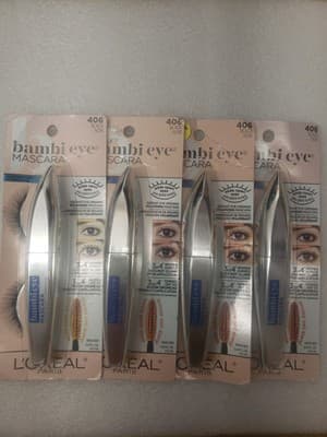 L'Oreal Bambi Eye Mascara Waterproof -406 Black Noir- 0.21oz./6.3ml LOT OF 4