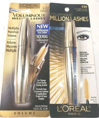 L'Oreal Blackest Black 2 630 Waterproof Voluminous Million Lash 0.32 Full Ounces