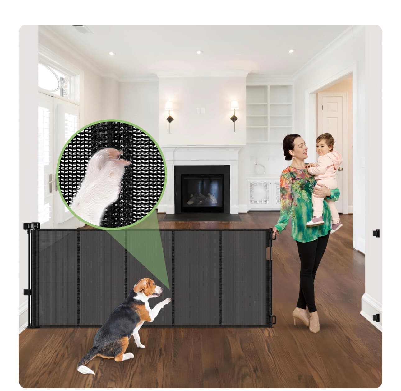 96 Inch Wide Reinforced Retractable Baby Gate with Support Rods, Extra Long Dog Gate Retractable Gate Outdoor Gates for Decks, Prevent Crawling Under Extra Long Baby Gates for Large Openings, Black