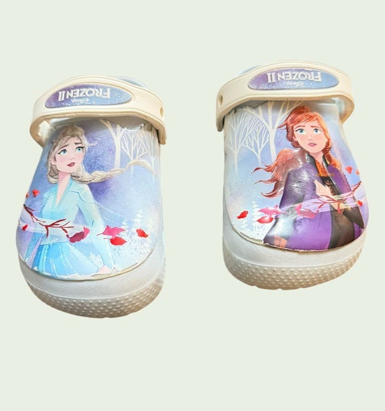 Crocs Fun Lab Disney Frozen 2 Kids Mineral Blue Anna Elsa Clogs Clog Size J1