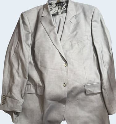 Baroni Executive Navy 2 Button Suit Mens 54R 44x32 Flat Front