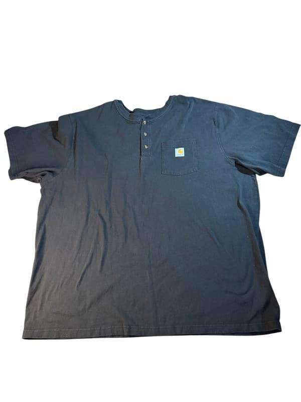 Carhartt Mens Loose Fit Heavyweight Short-Sleeve Henley Pocket T-Shirt 3XL Black