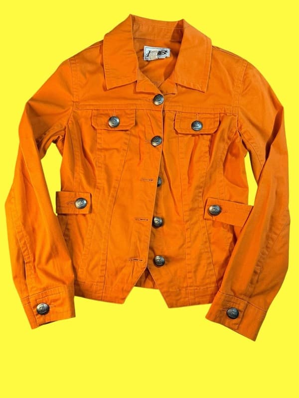 Vintage Y2K AMI Orange Cotton Stretch Trucker Jacket Women’s Small