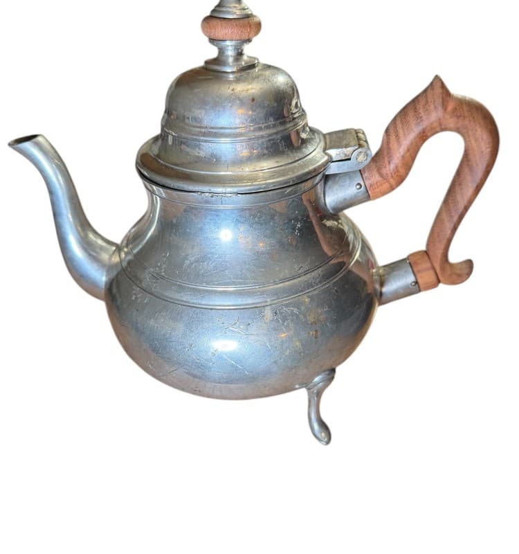 Wilton Armetale Pewter Coffee Tea Pot Wooden Handle Footed Vintage USA