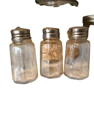Vintage Owens Illinois Glass Salt & Pepper Shakers, Mid-Century Diner Set