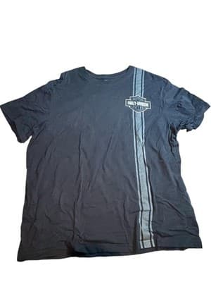 Harley Davidson Mens XXL T Shirt Black Racing Stripe Logo Motorcycle Tee
