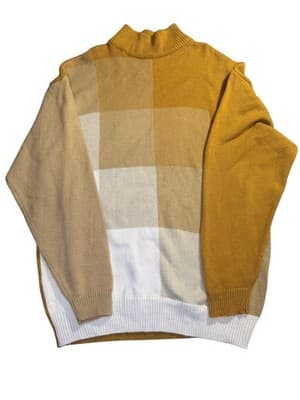 DELUXE Y2K Color Block Mock Neck Sweater Men’s XL Retro Knit Pullover