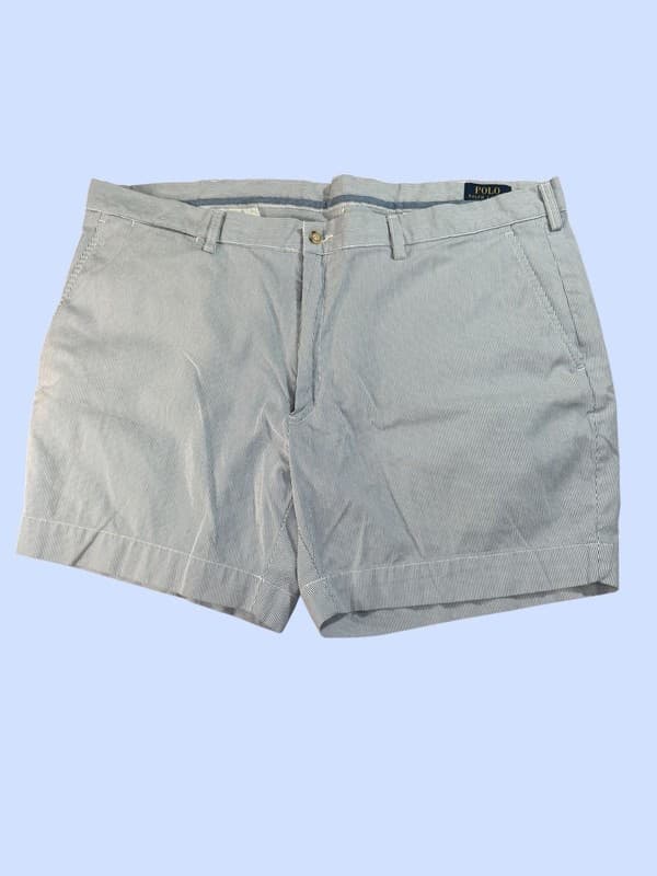 Polo Ralph Lauren Blue White Striped Seersucker Classic Fit 6" Shorts
