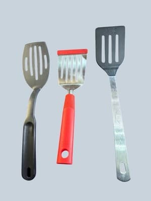 Lot of 3 Slotted Turner Spatulas Pampered Chef Kuhn Rikon AMCO Stainless Steel