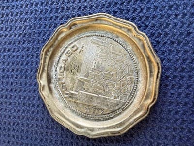 Vintage Chicago Skyline Souvenir Ashtray Trinket Dish Made USA Americana Decor
