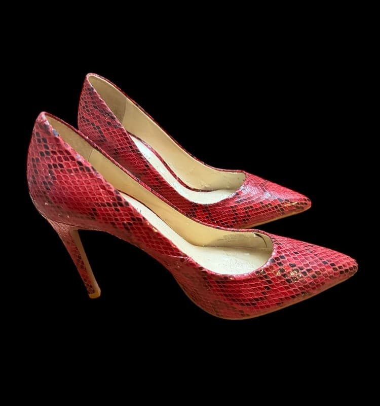 Gianni Bini Red Snakeskin Embossed Stiletto Heels Pumps Size 8M