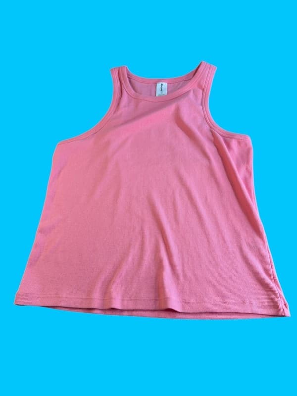 Abound Women's Plus Size 2X Pink Ribbed High Neck Tank Top
