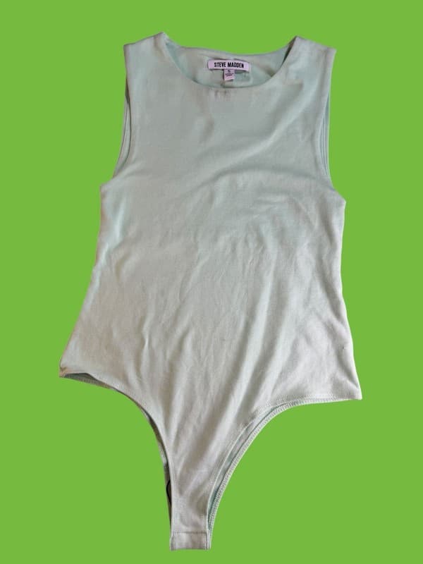 Steve Madden Women's Mint Green Sleeveless Crew Neck Bodysuit Size Small