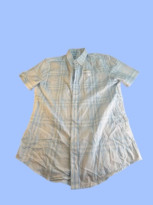 Sonoma Goods For Life Men's M Light Blue Plaid Short Sleeve Perfect-Length Shirt
