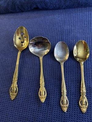 International Golden Countess Gold Electroplate 4pc Serving Set Korea GEP Spoon