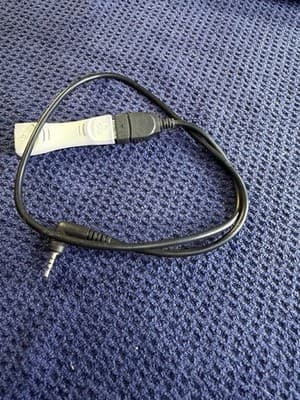 Short USB-A Female to 3.5mm TRRS Right Angle Male Audio Adapter Cable ~12"