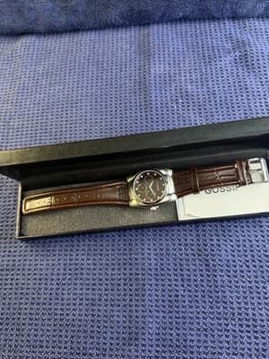 New Joan Rivers Classics Brown Dial Bezel Quartz Watch, Brown Leather Strap V377