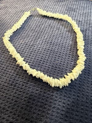 Natural White Puka Chip Shell Necklace Silver Lobster Clasp Beach Hawaii Boho