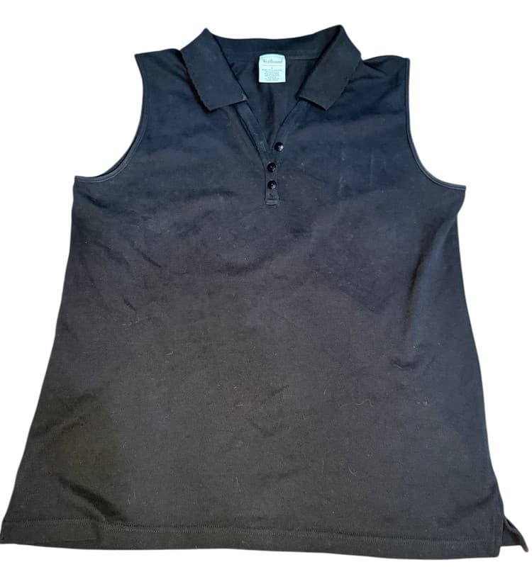 Westbound Women’s Sleeveless Polo Top Size L Black Cotton Stretch Knit