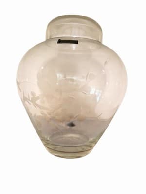 Toscany Hand Blown Etched Glass Vase Made in Romania Vintage Art Glass