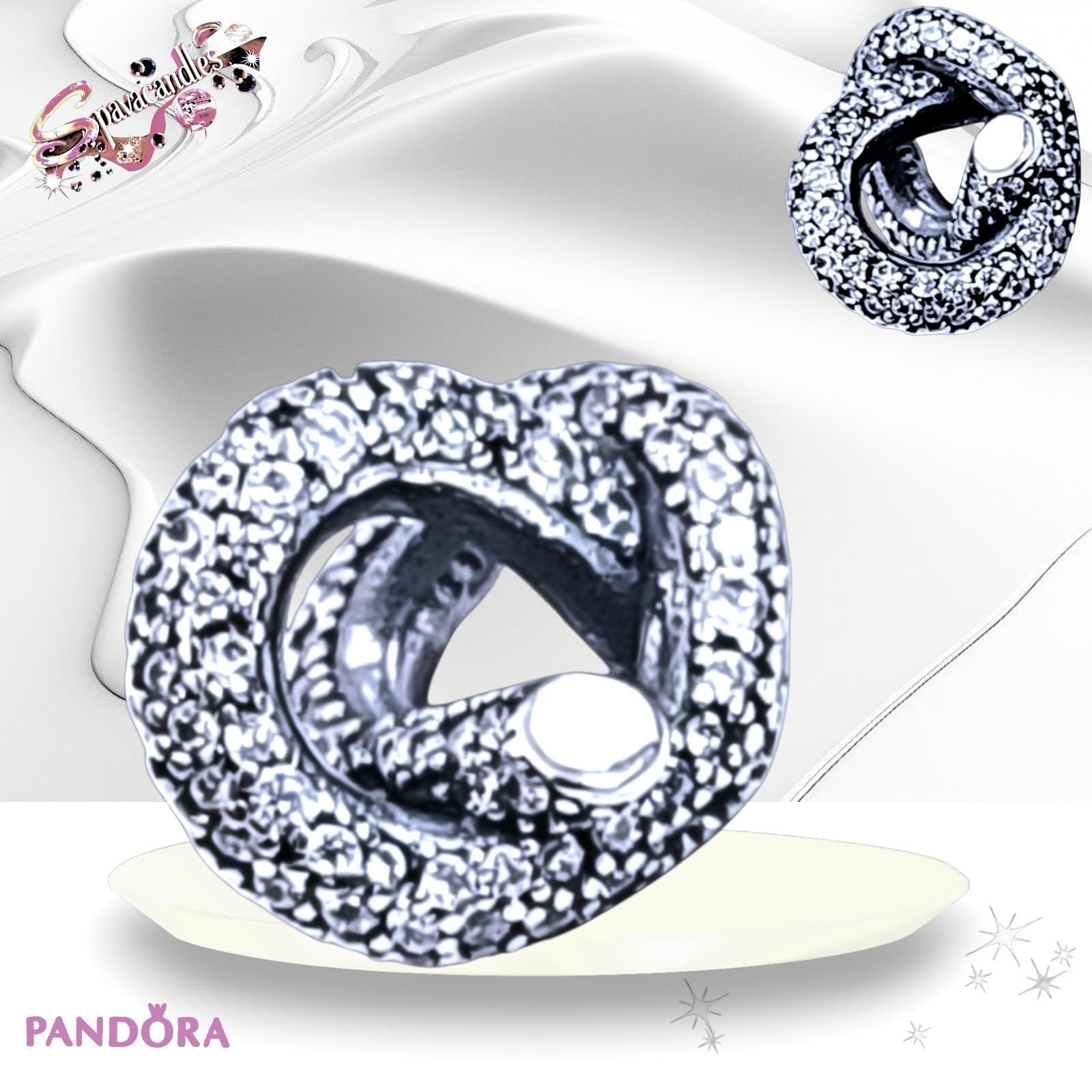 PANDORA 925 Ale Pavé Infinity Knot Heart Charm 793771C01 US SELLER