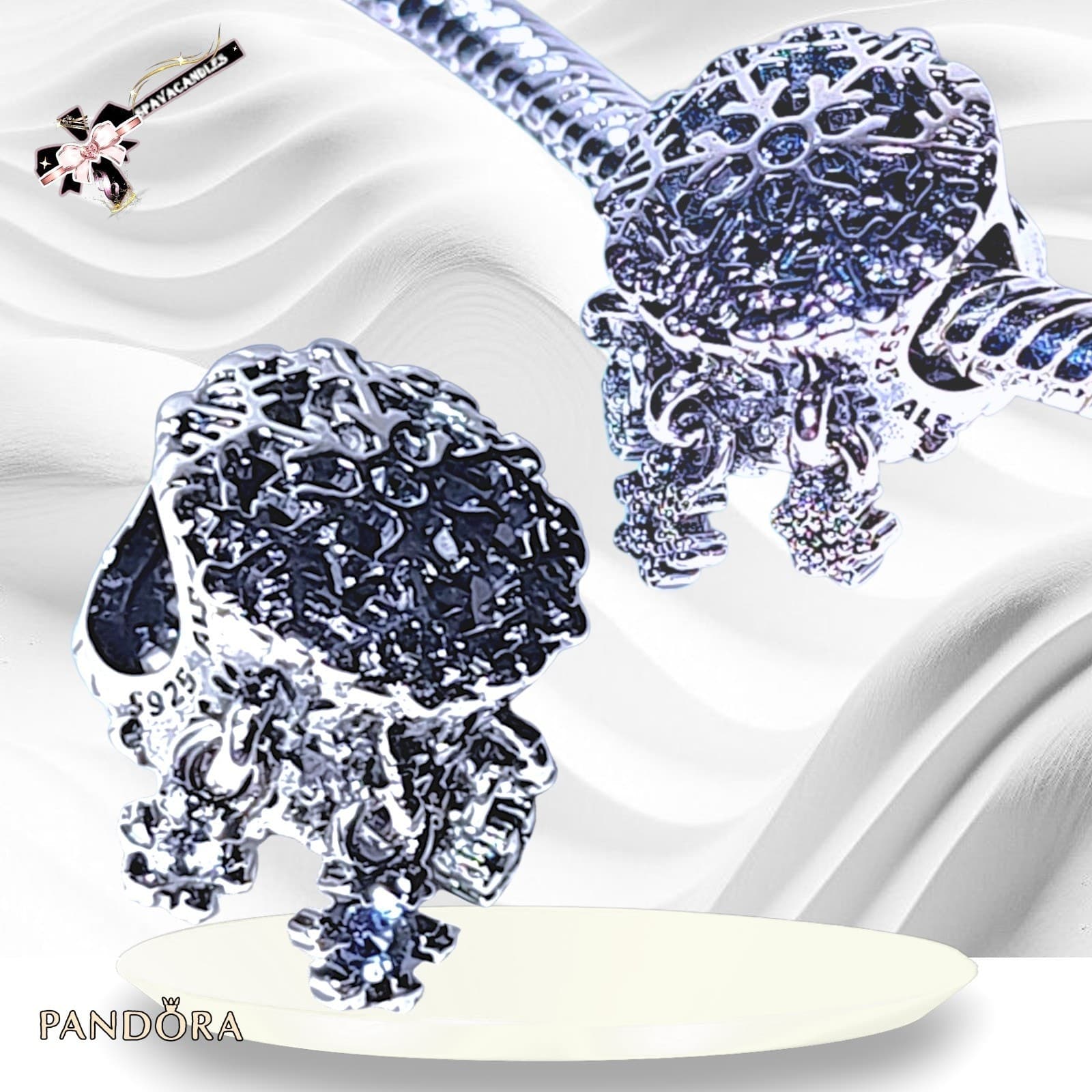 PANDORA 925 Icy Snowflake Drop Charm Pendant 792367C01 US SELLER