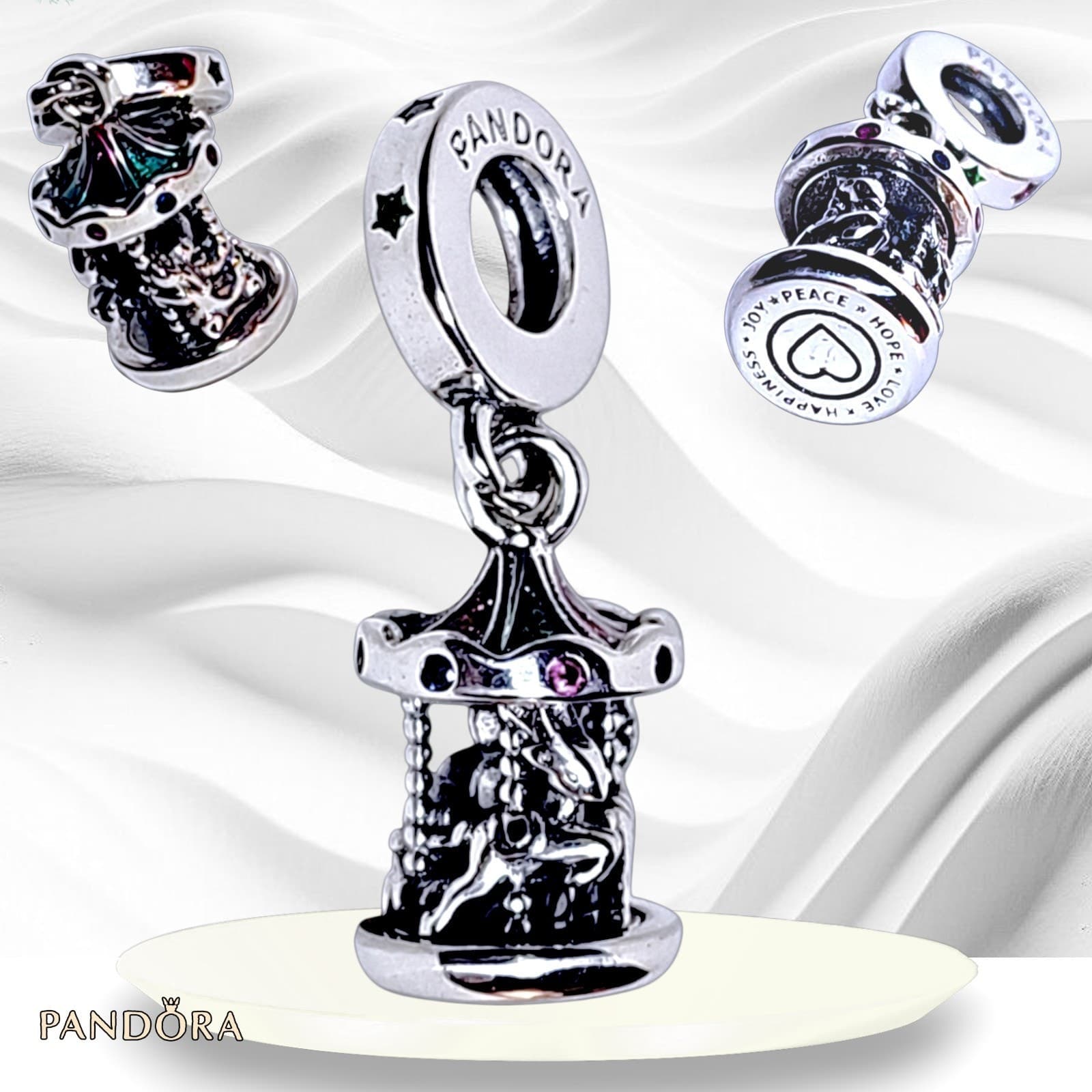 PANDORA Bead Spinning Carousel Dangle Charm 793586C01 US SELLER