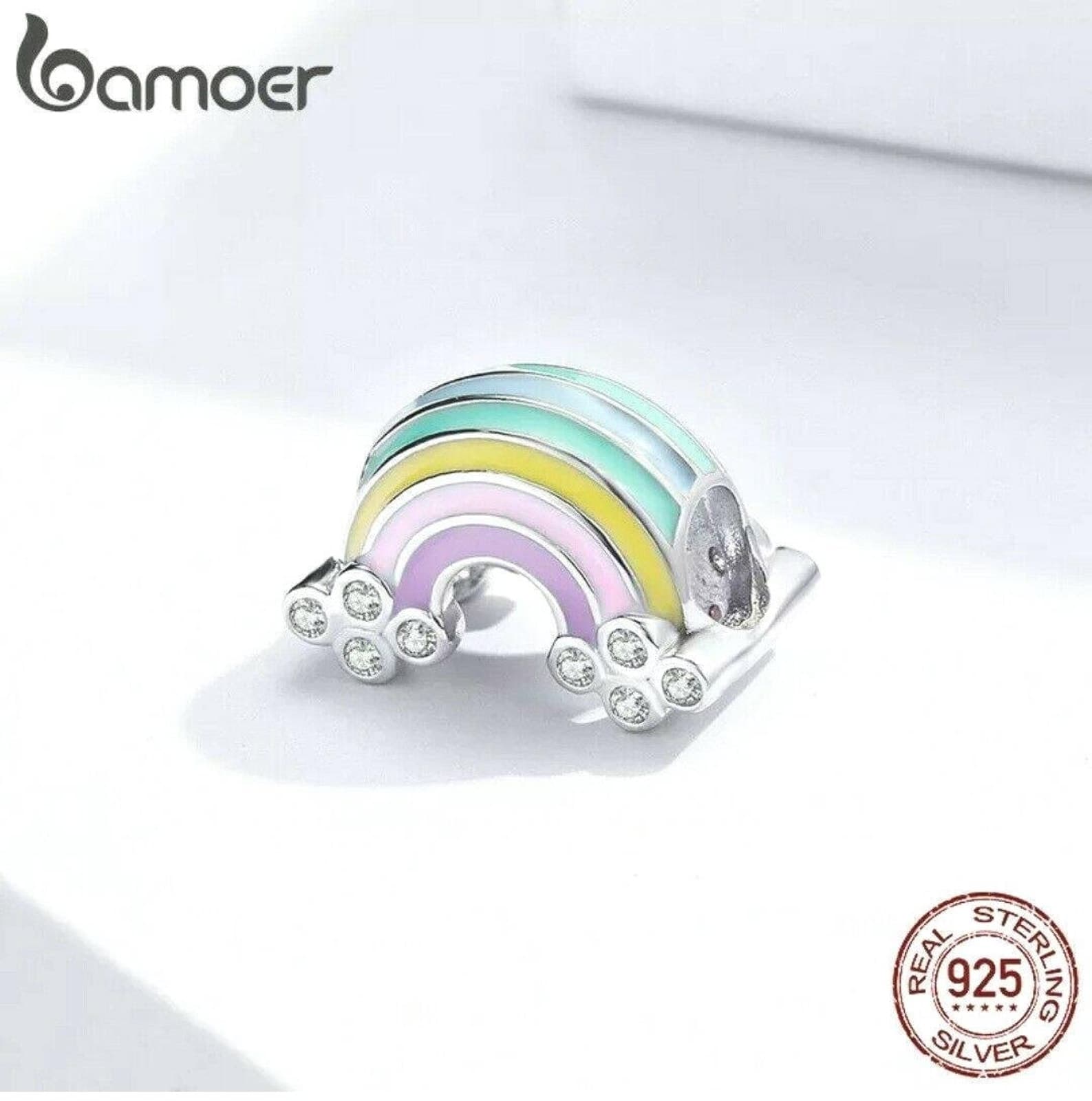 Bamoer European S925 Sterling silver Charm Enamel Rainbow Us Seller Fast Ship