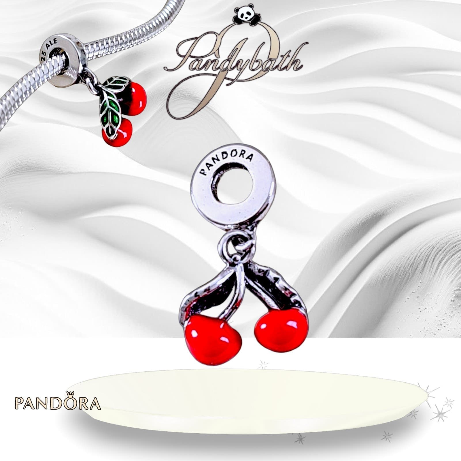 PANDORA Asymmetrical Red Cherry Fruit Charm 791583C01 US SELLER