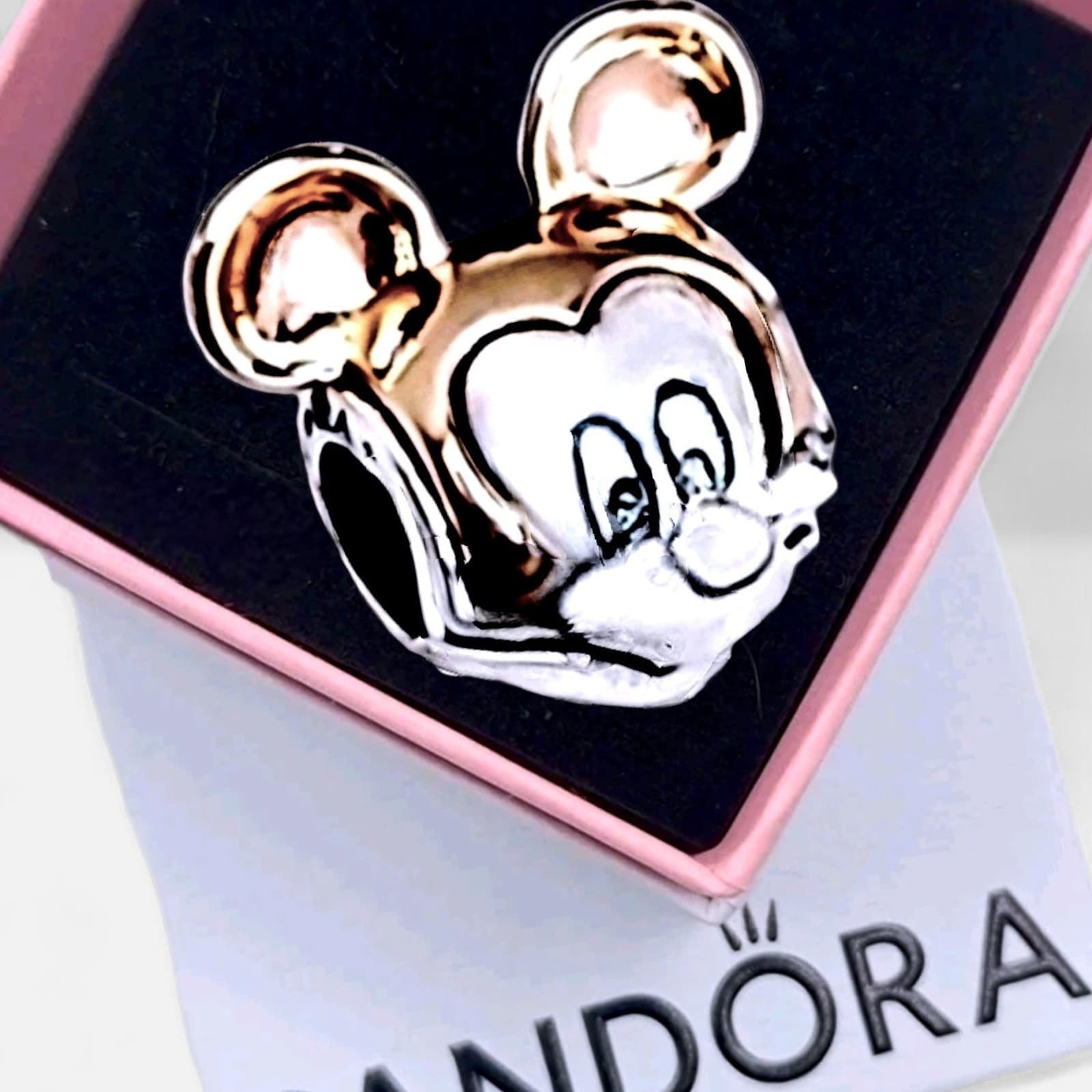 Pandora MICKEY Silver & Rose Gold Charm US SELLER