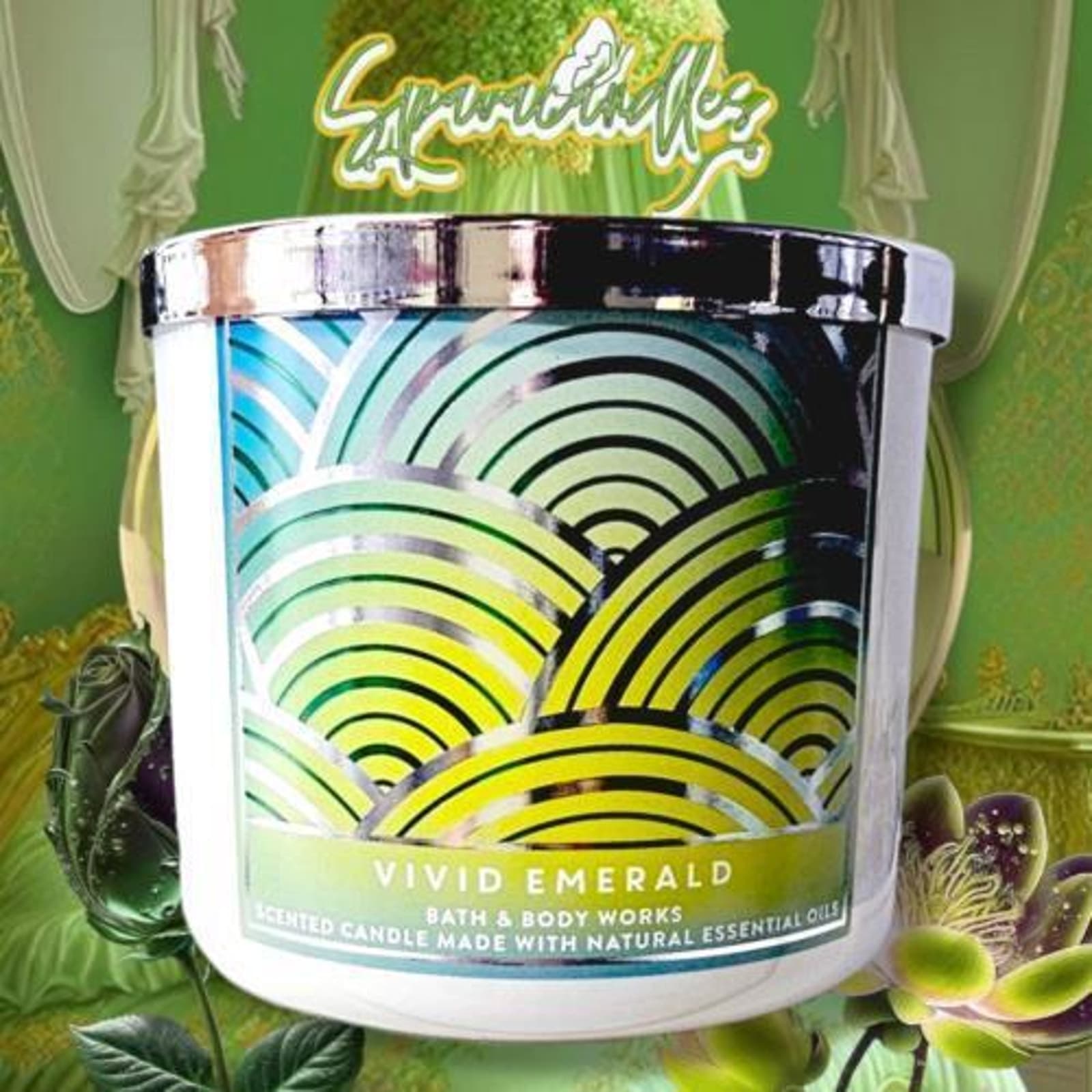 Bath & Body Works Bath & Body Works Vivid Emerald 3 Wick Candle 2022