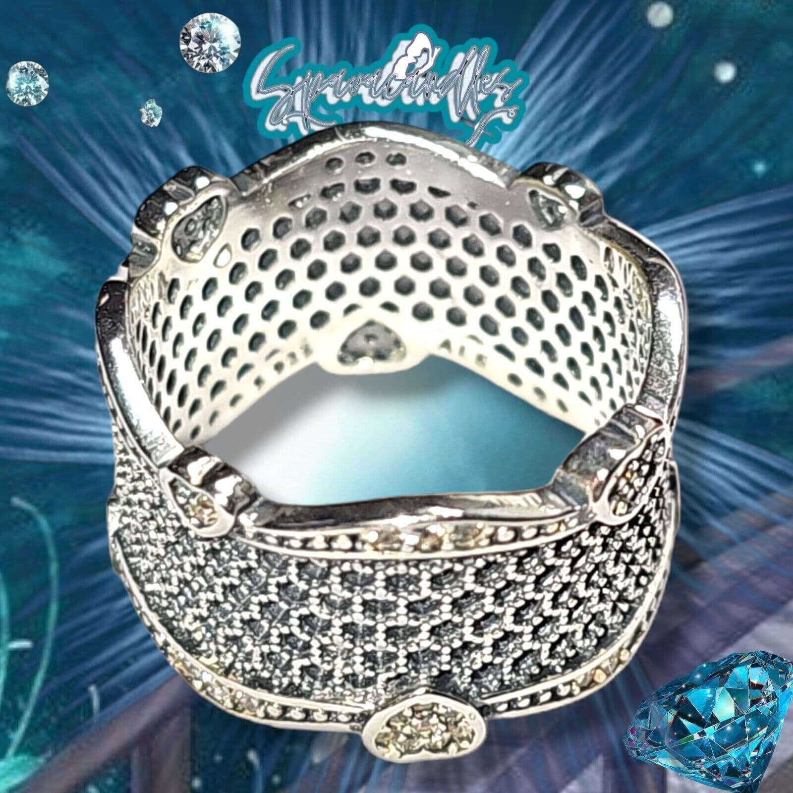 Pandora Sterling Silver Lace of Love Clear CZ Ring Size 6 US seller