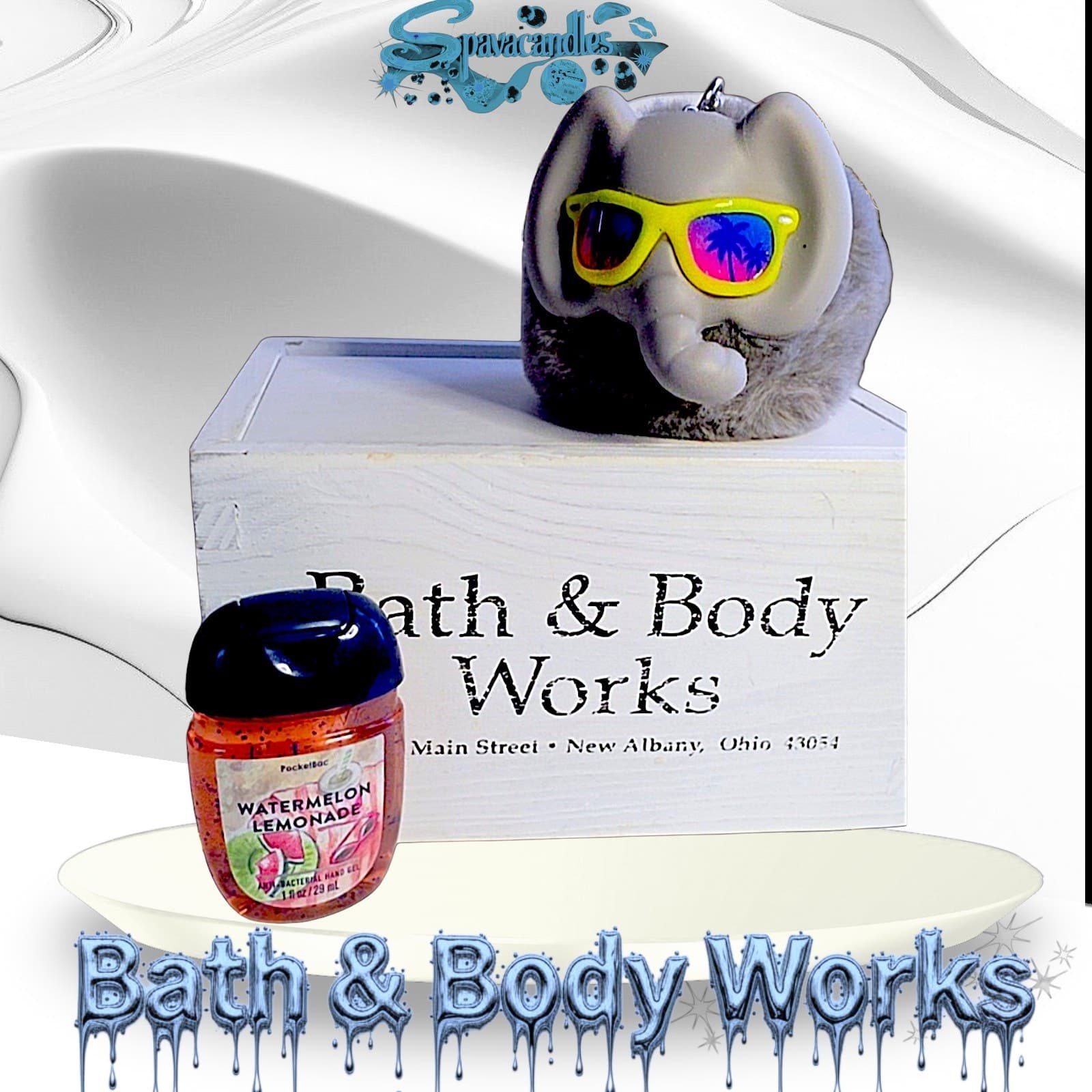 Bath & Body Works Vacation Elephant POM Holder, PocketBac & Bag Set