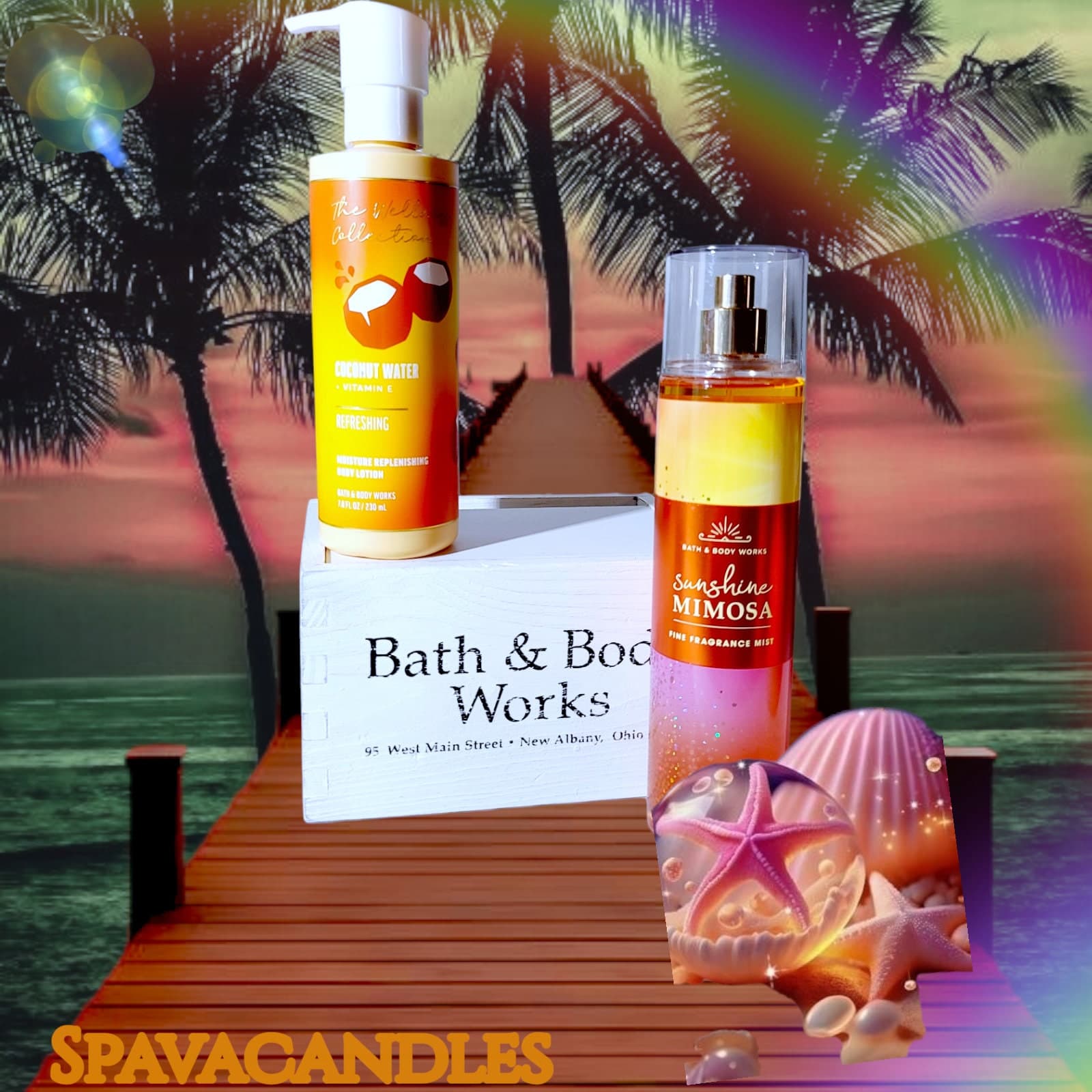 Bath & Body Works Coconut Water Cream Sunshine Mimosa Mist Gift Set of 2