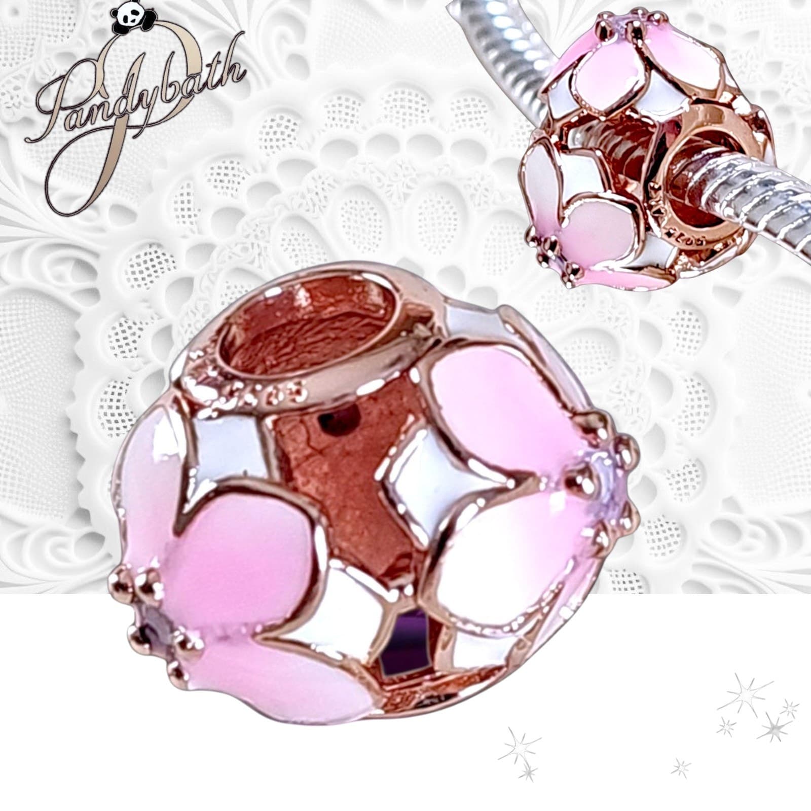 Pandora MAGNOLIA Rose Pink White Charm 782087NBP Retired US SELLER