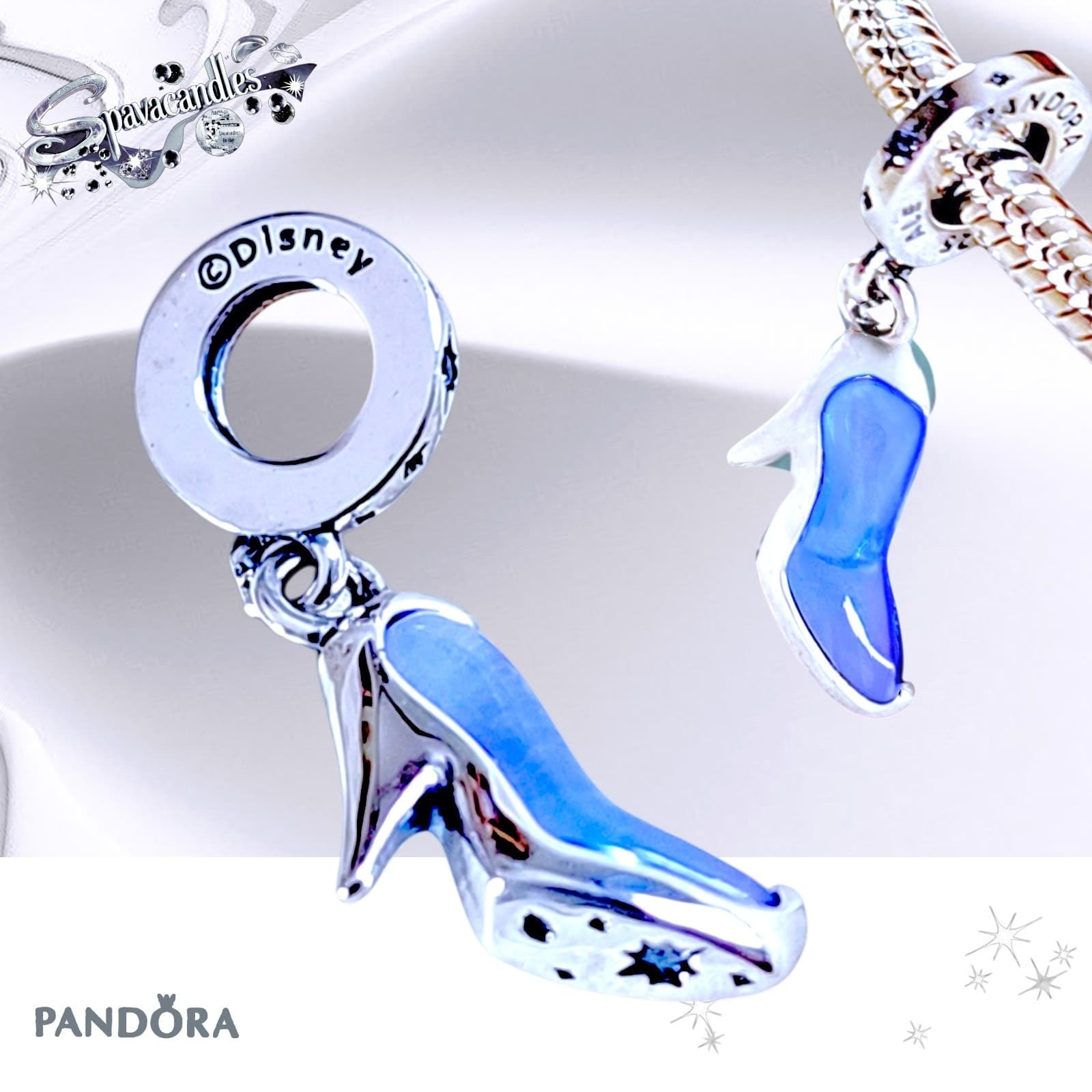 PANDORA Disney Cinderella's Blue Glass Slipper Shoe Charm 793071C01 US SELLER