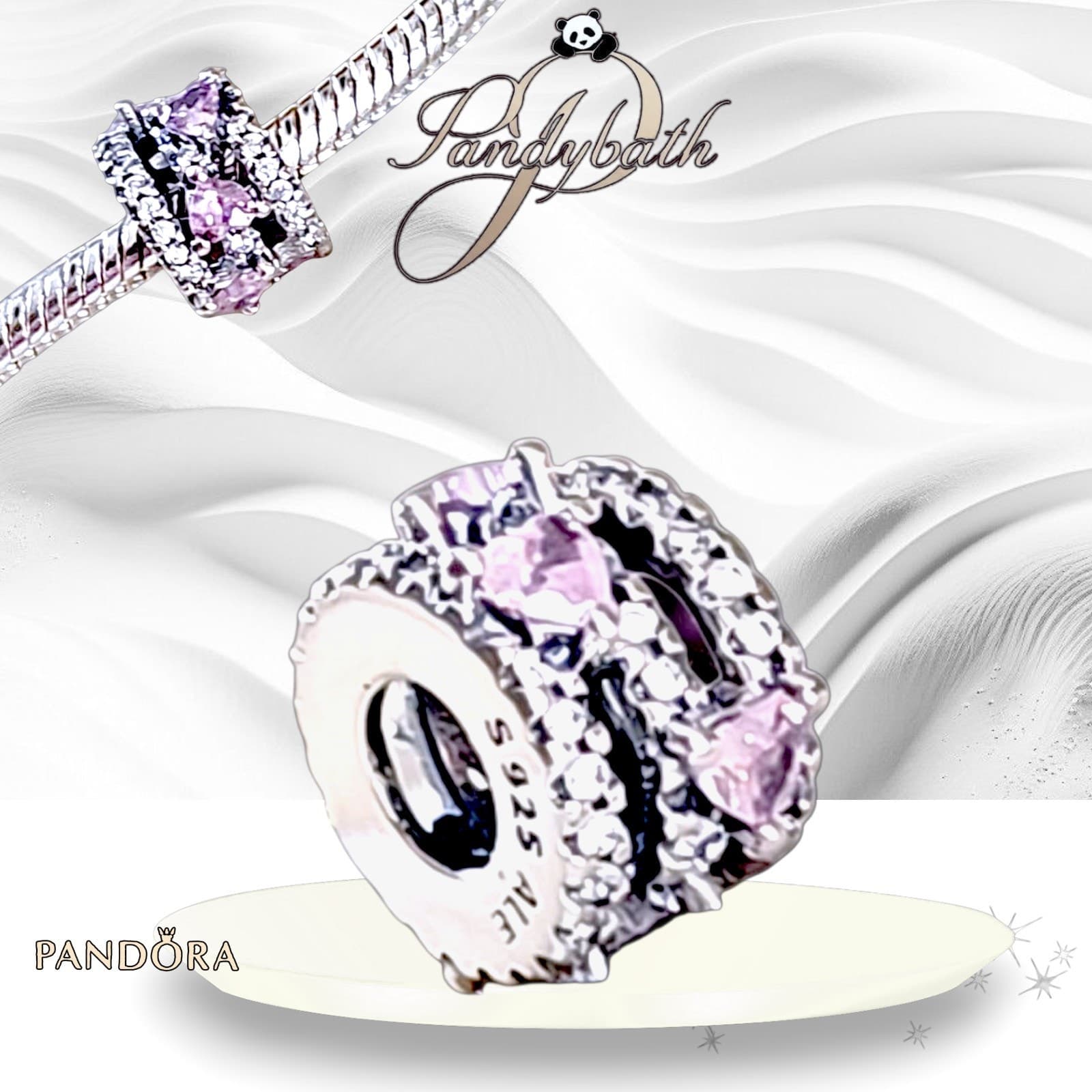 Pandora Pink Sparkling Triple Halo Hearts Charm 791161C01 US SELLER