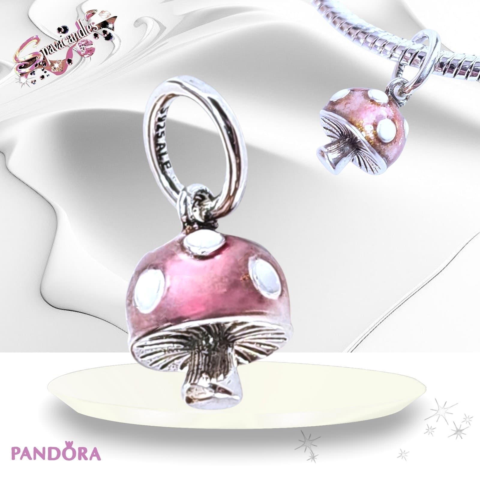 PANDORA Silver Glow in the Dark Mushroom Charm 794376C01 US SELLER