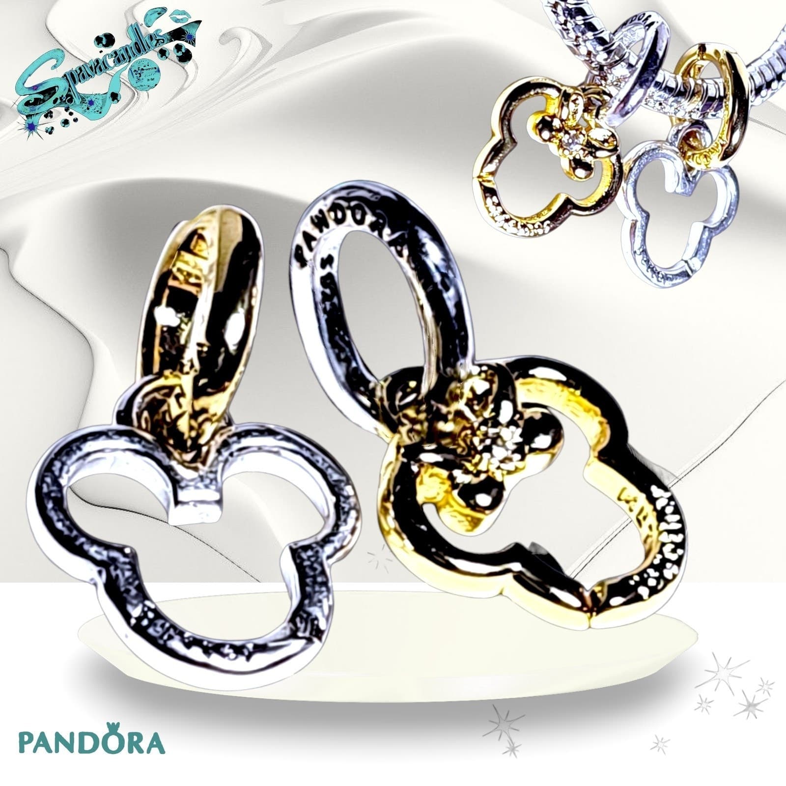 PANDORA Disney Mickey & Minnie 2 Pc. Two Tone Charms 763650C01 US SELLER