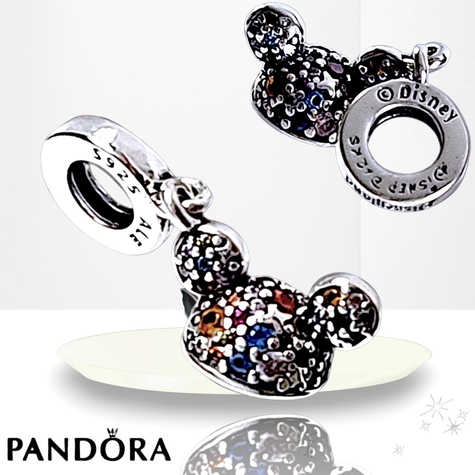 Pandora Disneyland 70th Rainbow Anniversary Mickey Ears Charm US SELLER