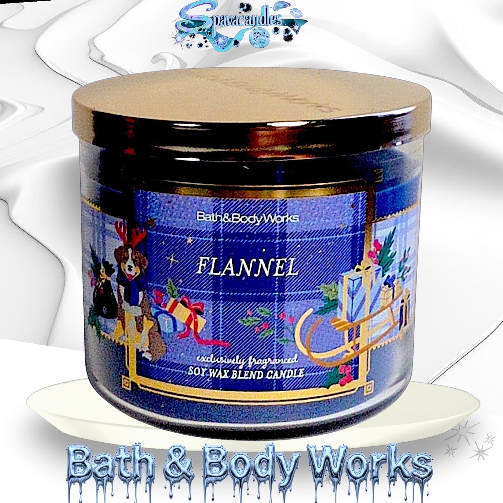 Bath & Body Works FLANNEL 3 Wick Large Scented Candle 14.5 oz US SELLER