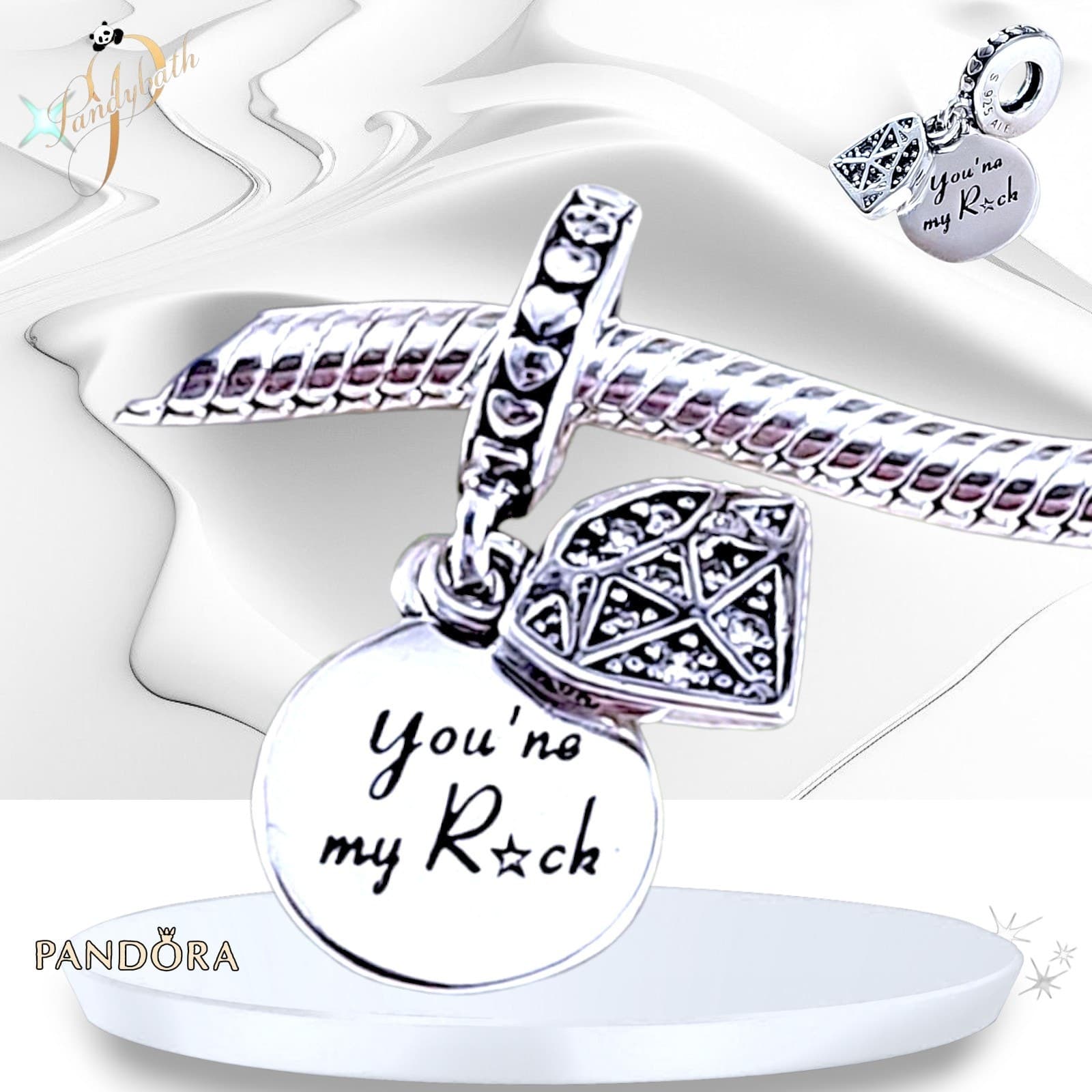 PANDORA You're My Rock Dangle Charm Pendant 798102CZ US SELLER