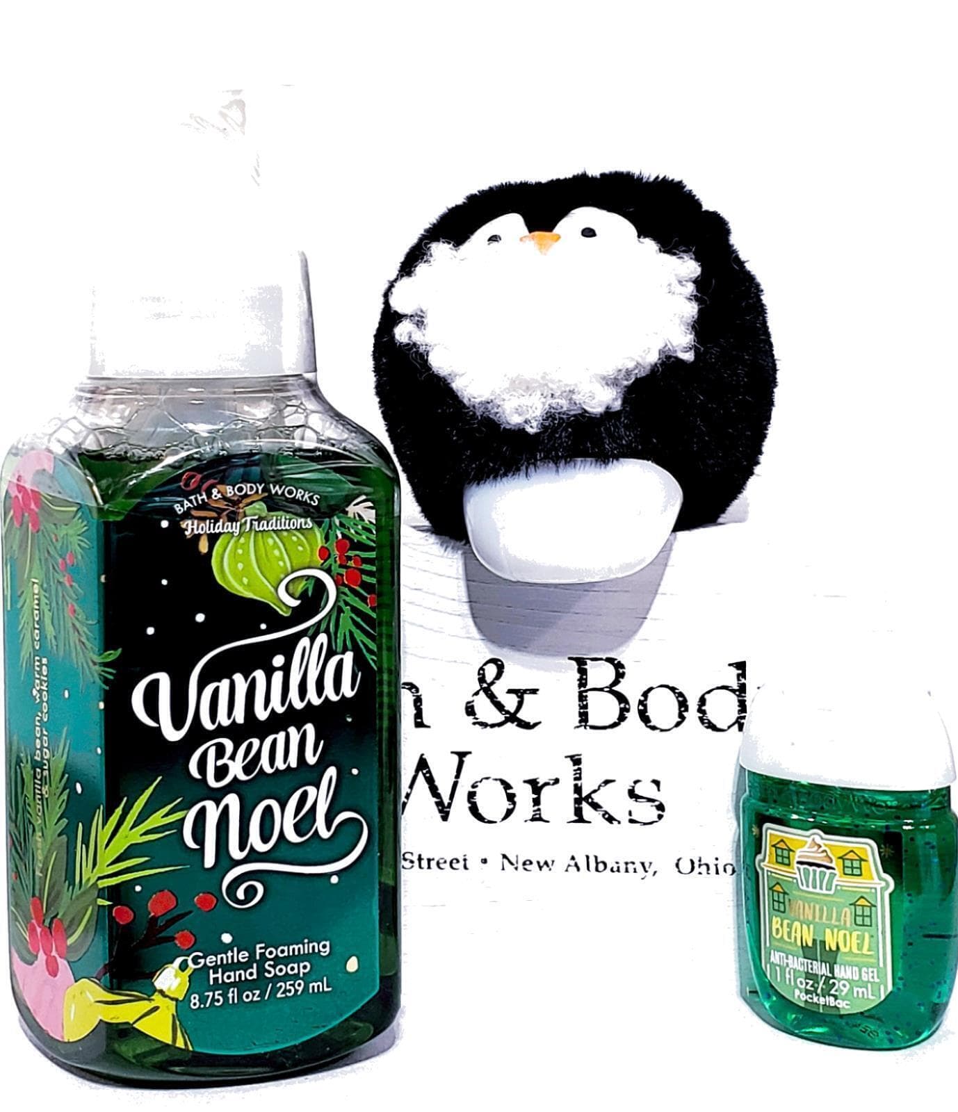 Bath & Body Works Vanilla Bean Noel Foaming Soap, Hand Care Fuzzy Penguin Holder