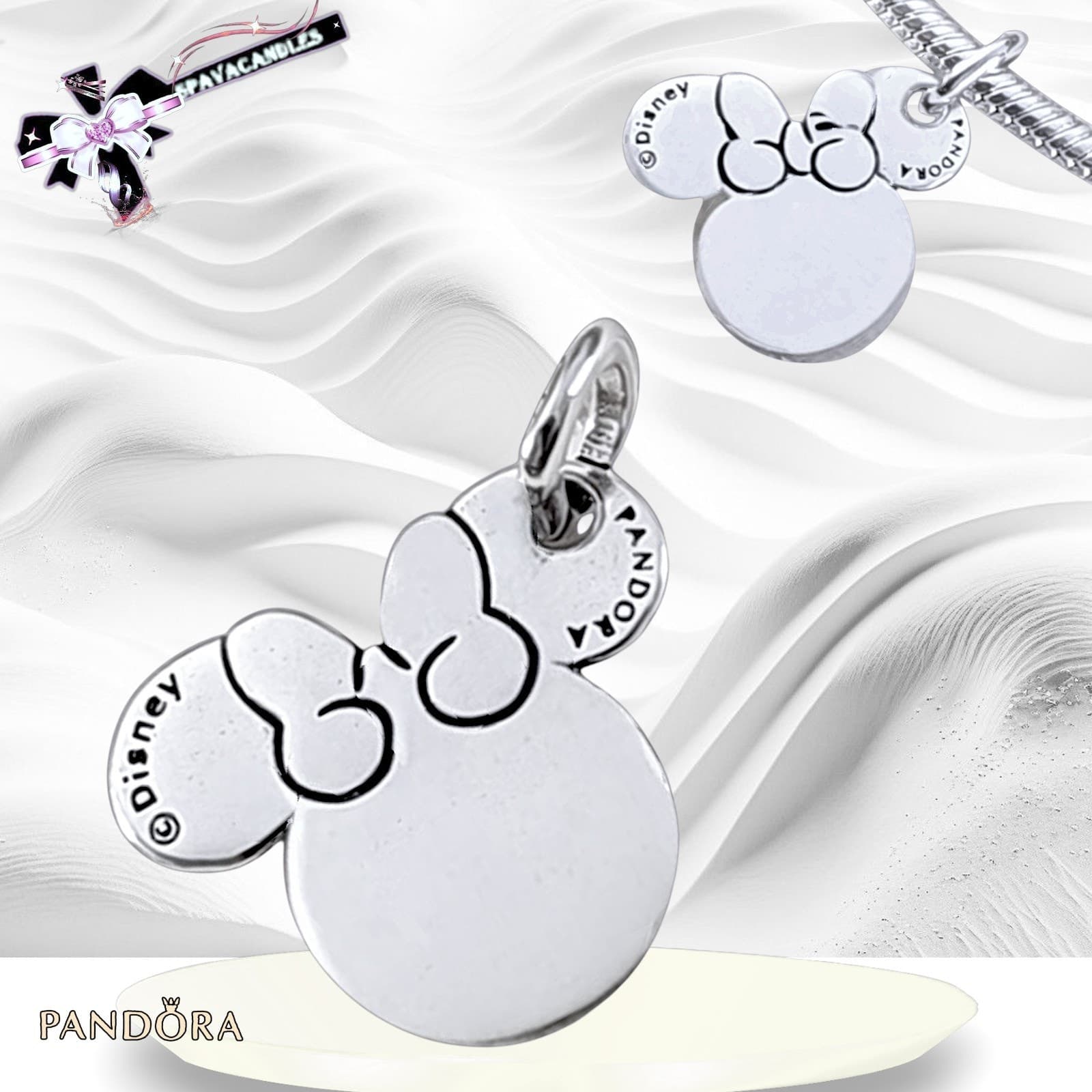 PANDORA 925 ALE Disney Minnie Mouse Engravable Charm Pendant 793993C00 US SELLER